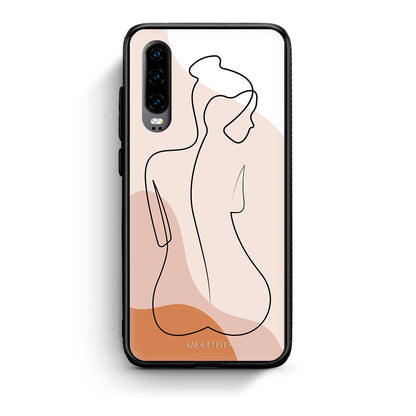 Huawei P30 LineArt Woman θήκη από τη Smartfits με σχέδιο στο πίσω μέρος και μαύρο περίβλημα | Smartphone case with colorful back and black bezels by Smartfits