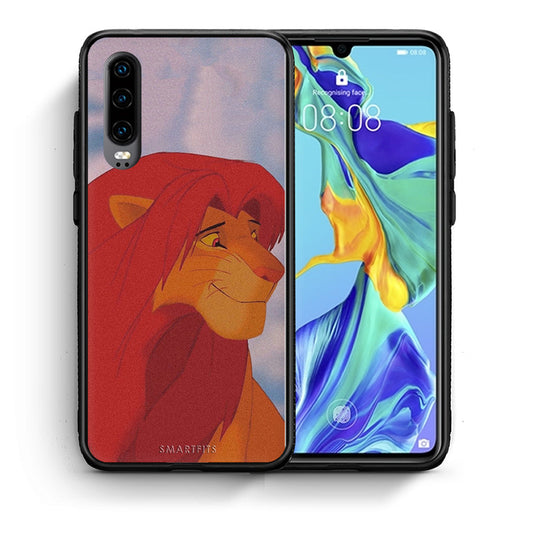 Θήκη Αγίου Βαλεντίνου Huawei P30 Lion Love 1 από τη Smartfits με σχέδιο στο πίσω μέρος και μαύρο περίβλημα | Huawei P30 Lion Love 1 case with colorful back and black bezels