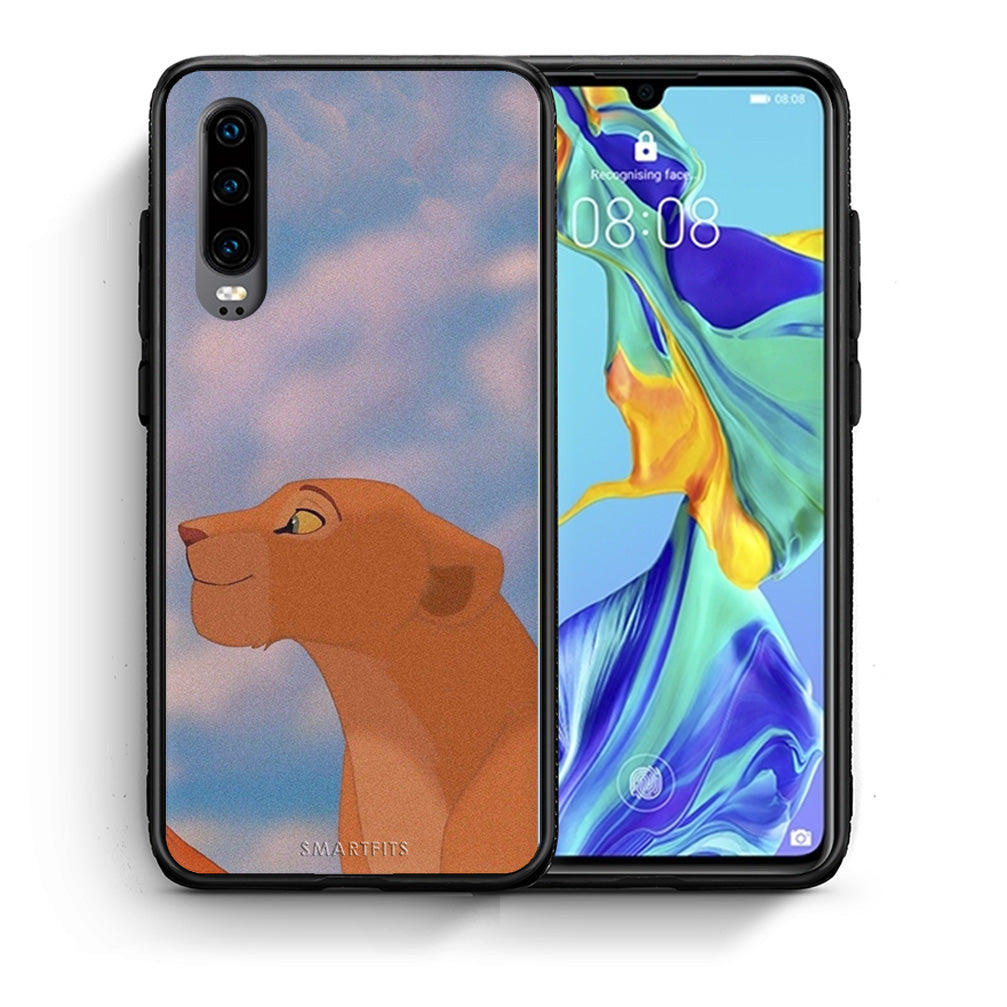 Θήκη Αγίου Βαλεντίνου Huawei P30 Lion Love 2 από τη Smartfits με σχέδιο στο πίσω μέρος και μαύρο περίβλημα | Huawei P30 Lion Love 2 case with colorful back and black bezels