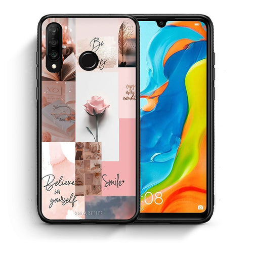 Θήκη Huawei P30 Lite Aesthetic Collage από τη Smartfits με σχέδιο στο πίσω μέρος και μαύρο περίβλημα | Huawei P30 Lite Aesthetic Collage case with colorful back and black bezels
