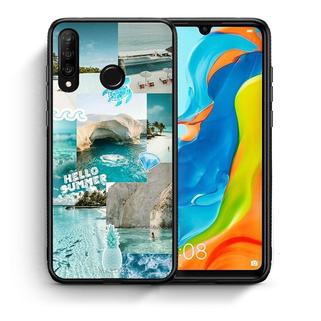 Θήκη Huawei P30 Lite Aesthetic Summer από τη Smartfits με σχέδιο στο πίσω μέρος και μαύρο περίβλημα | Huawei P30 Lite Aesthetic Summer case with colorful back and black bezels