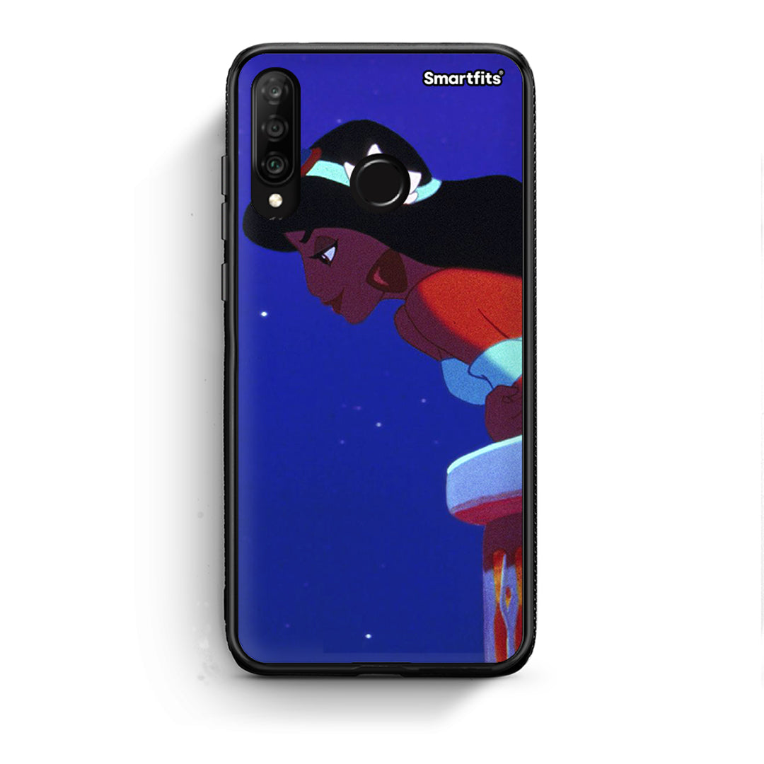 Huawei P30 Lite Alladin And Jasmine Love 2 θήκη από τη Smartfits με σχέδιο στο πίσω μέρος και μαύρο περίβλημα | Smartphone case with colorful back and black bezels by Smartfits