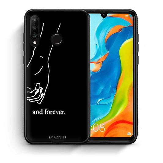 Θήκη Αγίου Βαλεντίνου Huawei P30 Lite Always & Forever 2 από τη Smartfits με σχέδιο στο πίσω μέρος και μαύρο περίβλημα | Huawei P30 Lite Always & Forever 2 case with colorful back and black bezels