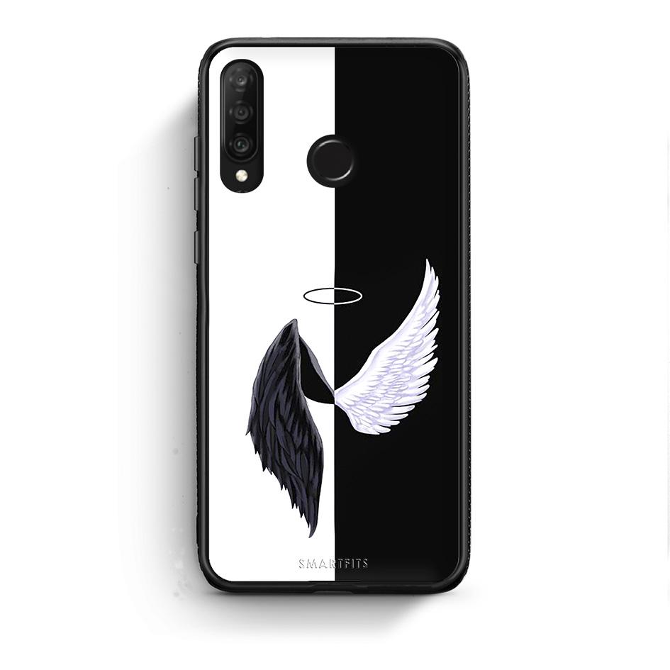 Huawei P30 Lite Angels Demons θήκη από τη Smartfits με σχέδιο στο πίσω μέρος και μαύρο περίβλημα | Smartphone case with colorful back and black bezels by Smartfits