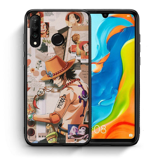 Θήκη Huawei P30 Lite Anime Collage από τη Smartfits με σχέδιο στο πίσω μέρος και μαύρο περίβλημα | Huawei P30 Lite Anime Collage case with colorful back and black bezels