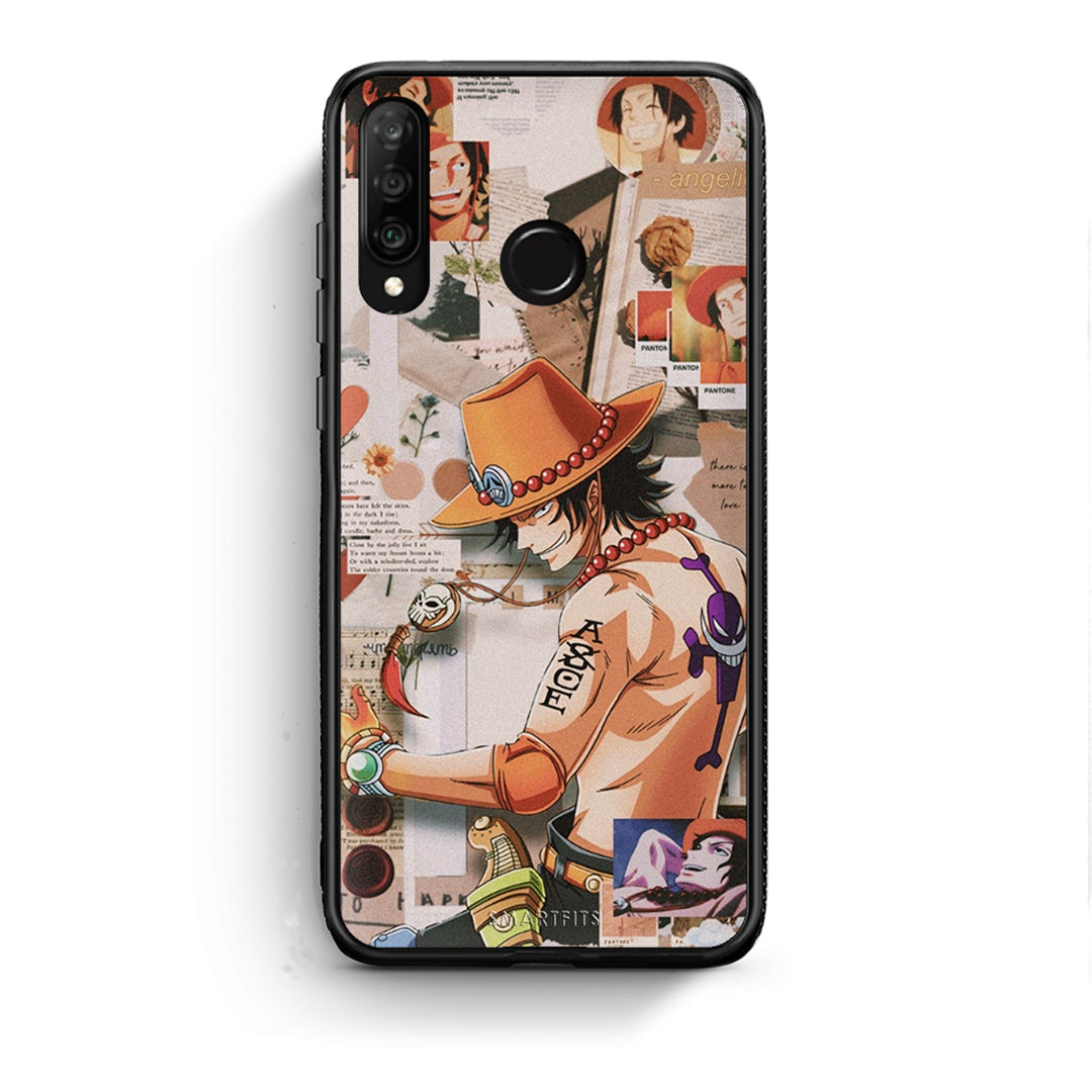 Huawei P30 Lite Anime Collage θήκη από τη Smartfits με σχέδιο στο πίσω μέρος και μαύρο περίβλημα | Smartphone case with colorful back and black bezels by Smartfits