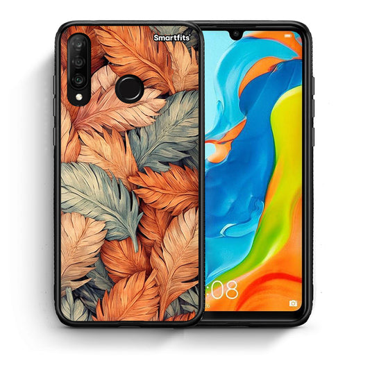 Θήκη Huawei P30 Lite Autumn Leaves από τη Smartfits με σχέδιο στο πίσω μέρος και μαύρο περίβλημα | Huawei P30 Lite Autumn Leaves case with colorful back and black bezels