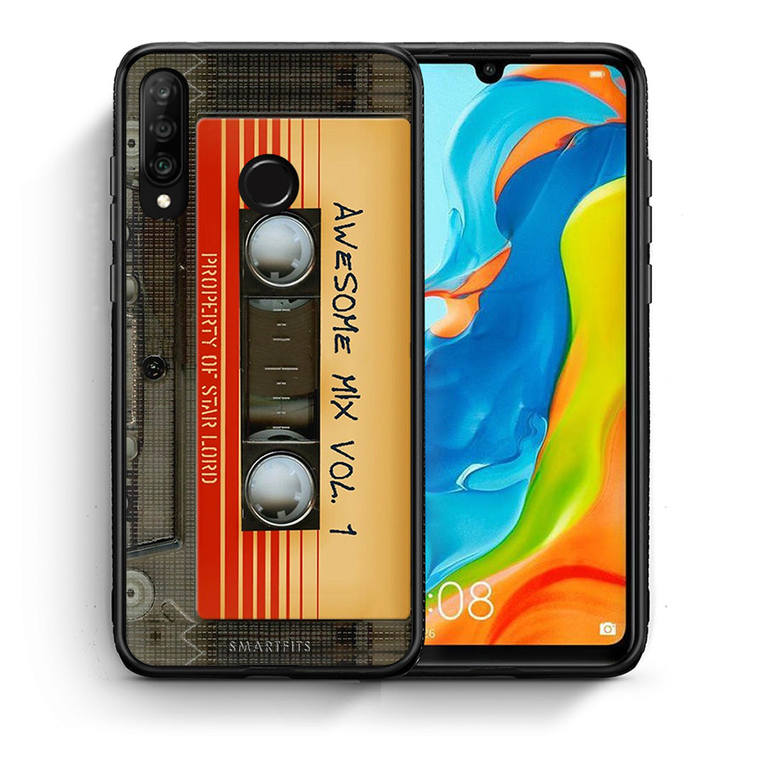 Θήκη Huawei P30 Lite Awesome Mix από τη Smartfits με σχέδιο στο πίσω μέρος και μαύρο περίβλημα | Huawei P30 Lite Awesome Mix case with colorful back and black bezels