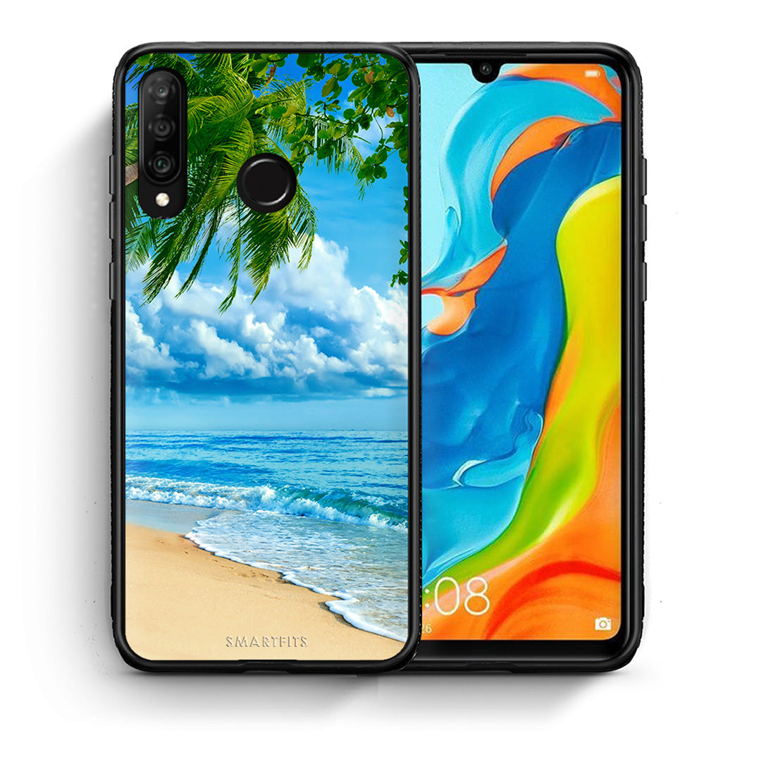 Θήκη Huawei P30 Lite Beautiful Beach από τη Smartfits με σχέδιο στο πίσω μέρος και μαύρο περίβλημα | Huawei P30 Lite Beautiful Beach case with colorful back and black bezels