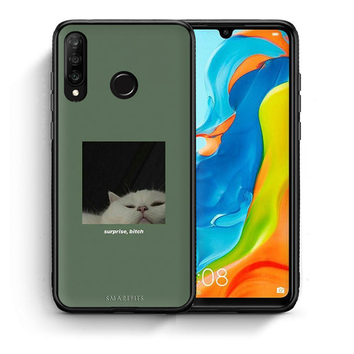 Θήκη Huawei P30 Lite Bitch Surprise από τη Smartfits με σχέδιο στο πίσω μέρος και μαύρο περίβλημα | Huawei P30 Lite Bitch Surprise case with colorful back and black bezels