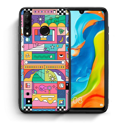 Θήκη Huawei P30 Lite Bubbles Soap από τη Smartfits με σχέδιο στο πίσω μέρος και μαύρο περίβλημα | Huawei P30 Lite Bubbles Soap case with colorful back and black bezels