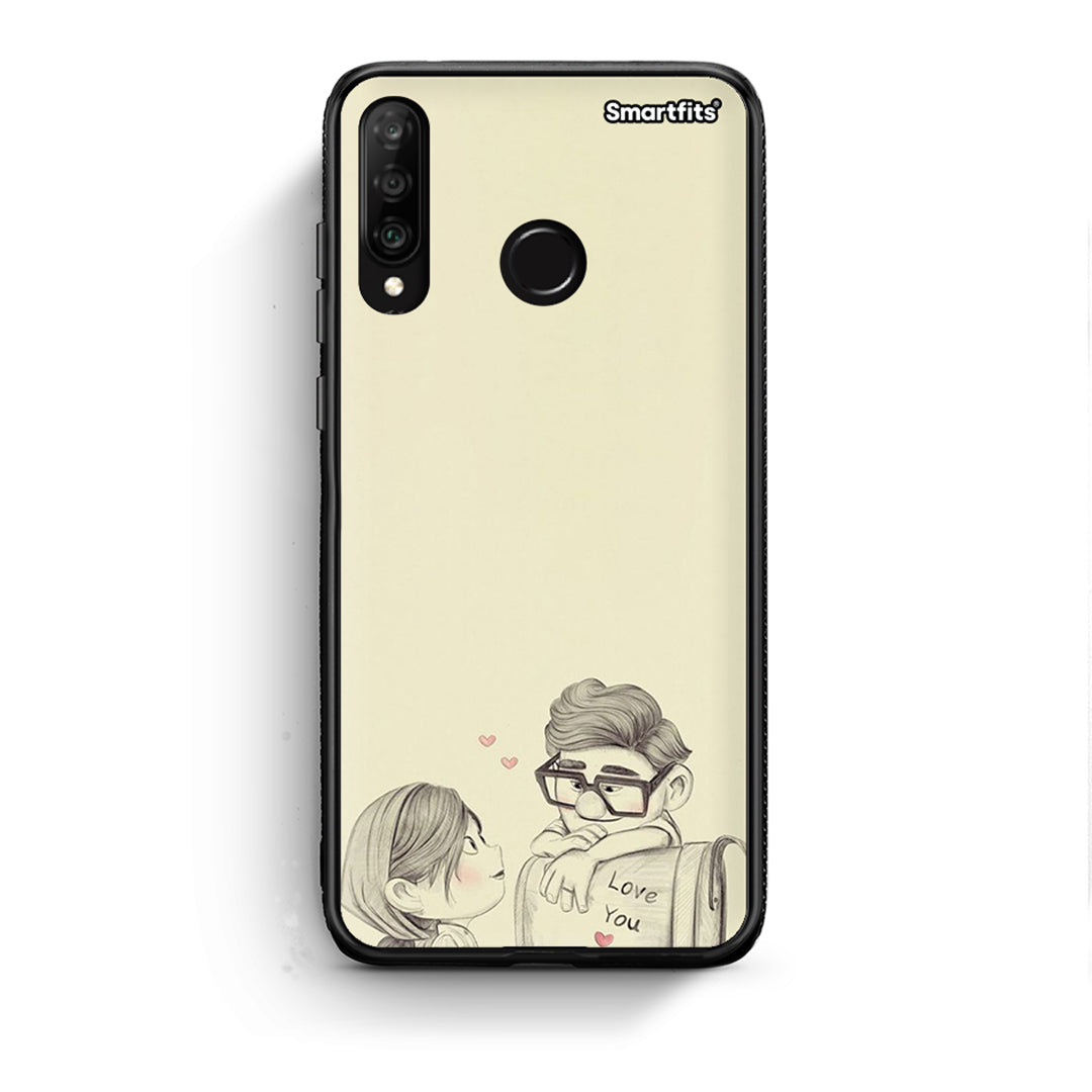 Huawei P30 Lite Carl And Ellie θήκη από τη Smartfits με σχέδιο στο πίσω μέρος και μαύρο περίβλημα | Smartphone case with colorful back and black bezels by Smartfits