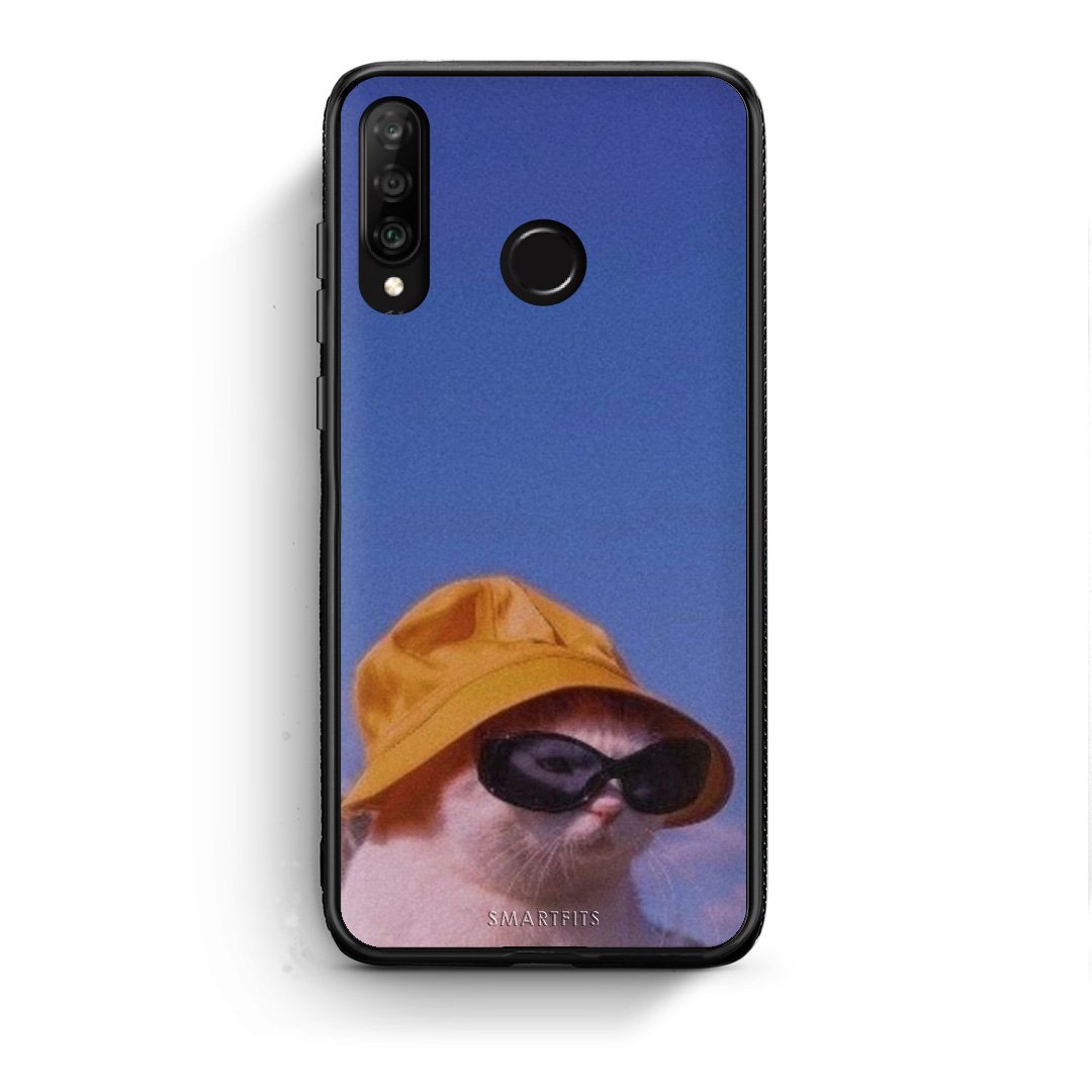 Huawei P30 Lite Cat Diva θήκη από τη Smartfits με σχέδιο στο πίσω μέρος και μαύρο περίβλημα | Smartphone case with colorful back and black bezels by Smartfits