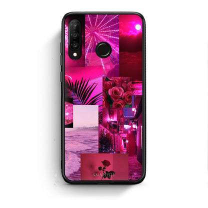 Huawei P30 Lite Collage Red Roses Θήκη Αγίου Βαλεντίνου από τη Smartfits με σχέδιο στο πίσω μέρος και μαύρο περίβλημα | Smartphone case with colorful back and black bezels by Smartfits