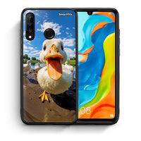 Thumbnail for Θήκη Huawei P30 Lite Duck Face από τη Smartfits με σχέδιο στο πίσω μέρος και μαύρο περίβλημα | Huawei P30 Lite Duck Face case with colorful back and black bezels