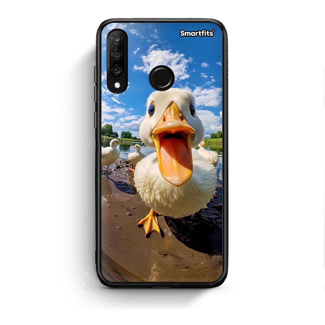Huawei P30 Lite Duck Face θήκη από τη Smartfits με σχέδιο στο πίσω μέρος και μαύρο περίβλημα | Smartphone case with colorful back and black bezels by Smartfits