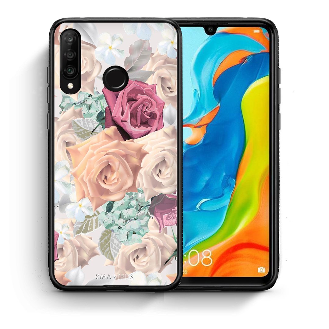 Θήκη Huawei P30 Lite Bouquet Floral από τη Smartfits με σχέδιο στο πίσω μέρος και μαύρο περίβλημα | Huawei P30 Lite Bouquet Floral case with colorful back and black bezels