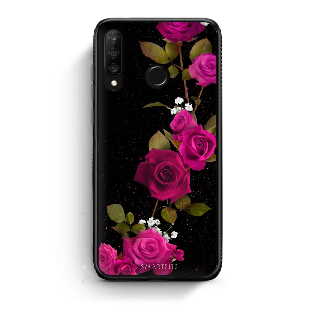 4 - Huawei P30 Lite Red Roses Flower case, cover, bumper