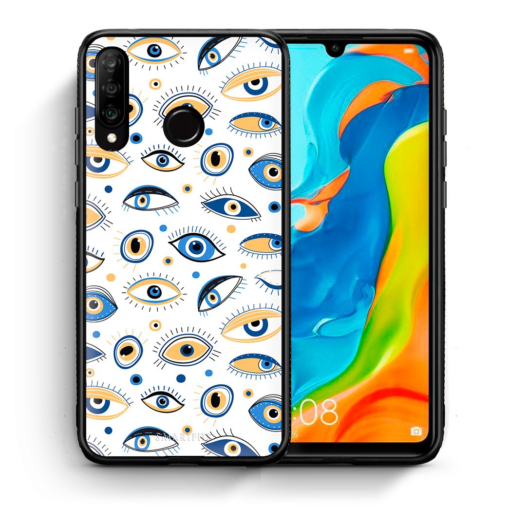 Θήκη Huawei P30 Lite Ftou Ftou από τη Smartfits με σχέδιο στο πίσω μέρος και μαύρο περίβλημα | Huawei P30 Lite Ftou Ftou case with colorful back and black bezels