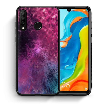 Θήκη Huawei P30 Lite Aurora Galaxy από τη Smartfits με σχέδιο στο πίσω μέρος και μαύρο περίβλημα | Huawei P30 Lite Aurora Galaxy case with colorful back and black bezels