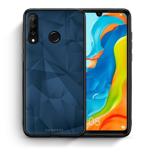 Θήκη Huawei P30 Lite Blue Abstract Geometric από τη Smartfits με σχέδιο στο πίσω μέρος και μαύρο περίβλημα | Huawei P30 Lite Blue Abstract Geometric case with colorful back and black bezels