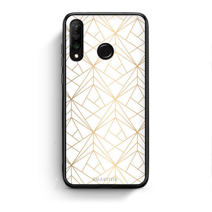 111 - Huawei P30 Lite  Luxury White Geometric case, cover, bumper