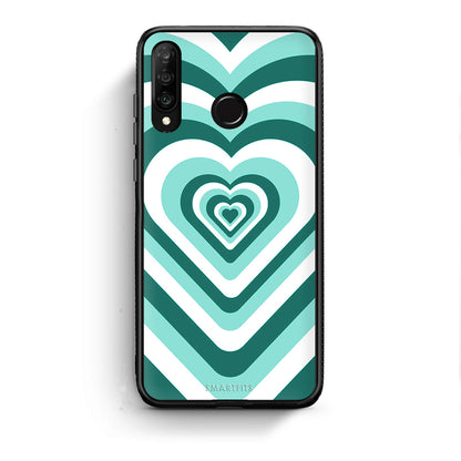 Huawei P30 Lite Green Hearts θήκη από τη Smartfits με σχέδιο στο πίσω μέρος και μαύρο περίβλημα | Smartphone case with colorful back and black bezels by Smartfits