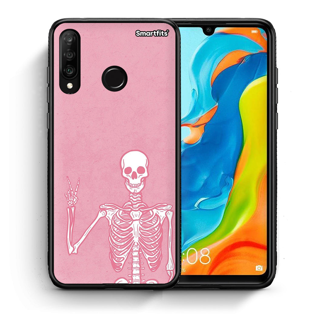Θήκη Huawei P30 Lite Halloween Motivation από τη Smartfits με σχέδιο στο πίσω μέρος και μαύρο περίβλημα | Huawei P30 Lite Halloween Motivation case with colorful back and black bezels