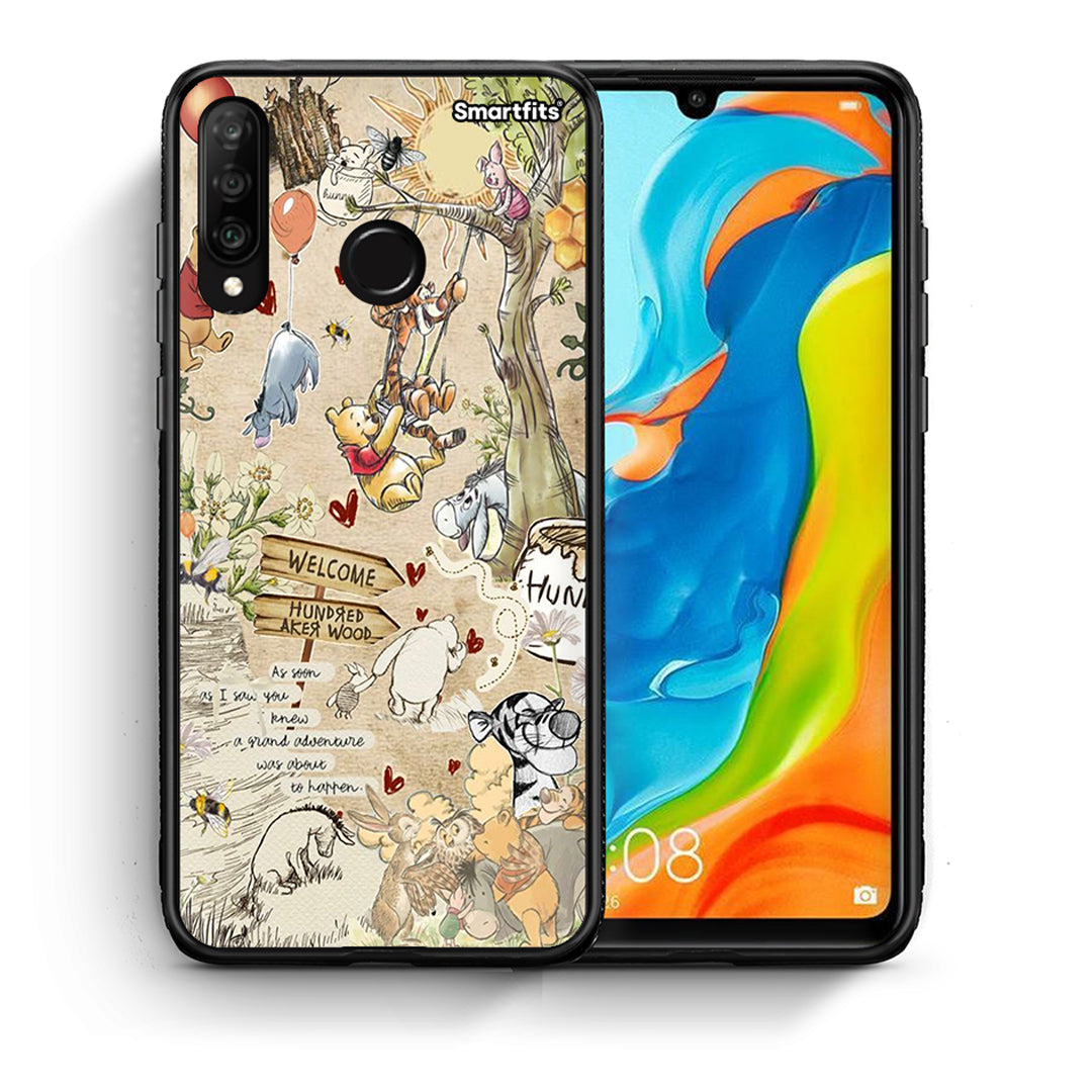 Θήκη Huawei P30 Lite Happy Friends από τη Smartfits με σχέδιο στο πίσω μέρος και μαύρο περίβλημα | Huawei P30 Lite Happy Friends case with colorful back and black bezels