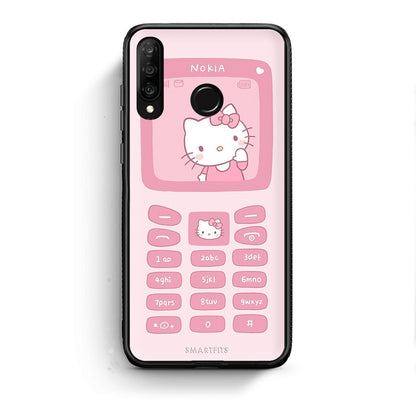 Huawei P30 Lite Hello Kitten Θήκη Αγίου Βαλεντίνου από τη Smartfits με σχέδιο στο πίσω μέρος και μαύρο περίβλημα | Smartphone case with colorful back and black bezels by Smartfits