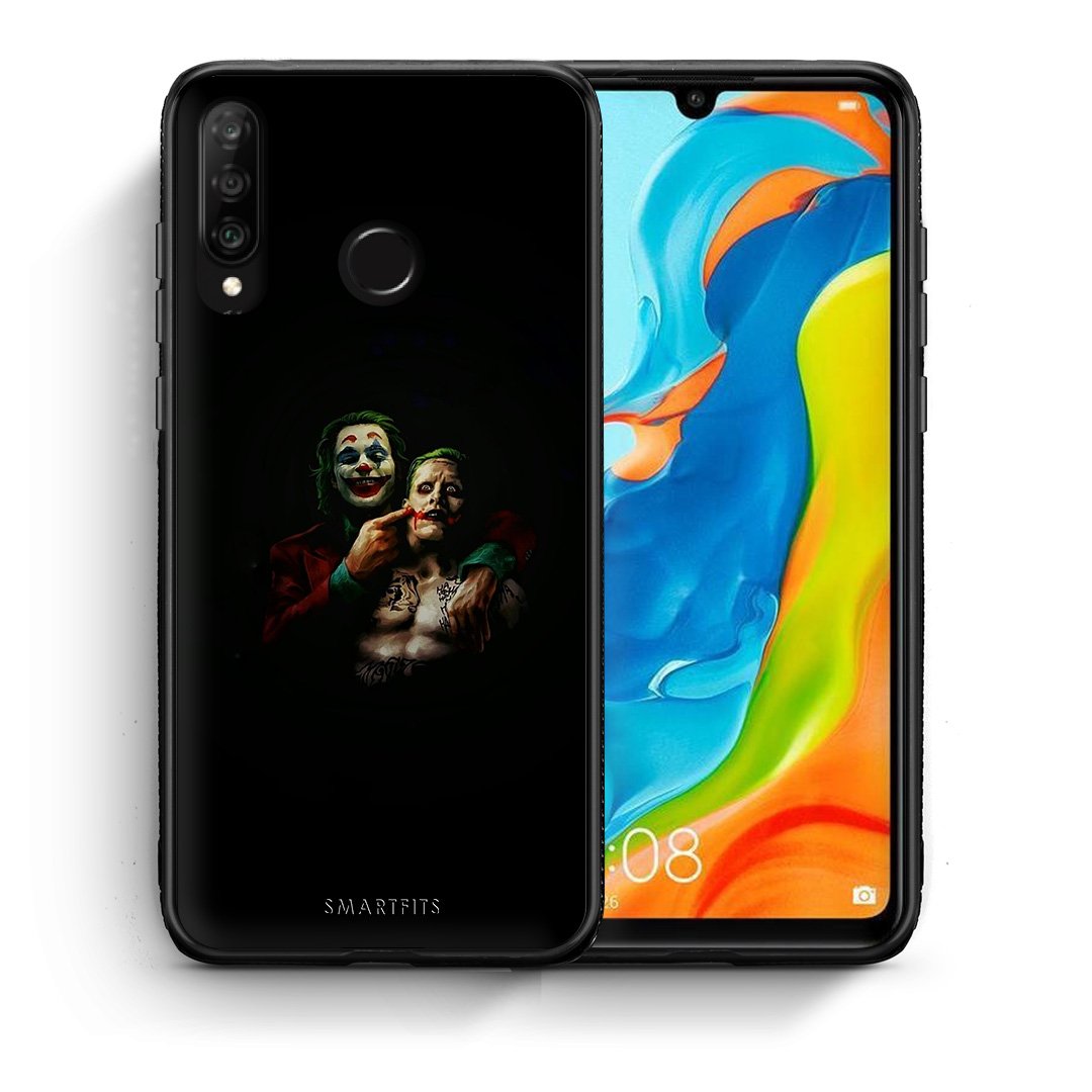 Θήκη Huawei P30 Lite Clown Hero από τη Smartfits με σχέδιο στο πίσω μέρος και μαύρο περίβλημα | Huawei P30 Lite Clown Hero case with colorful back and black bezels