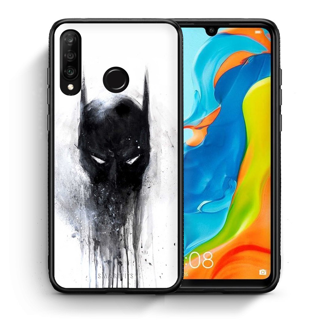 Θήκη Huawei P30 Lite Paint Bat Hero από τη Smartfits με σχέδιο στο πίσω μέρος και μαύρο περίβλημα | Huawei P30 Lite Paint Bat Hero case with colorful back and black bezels