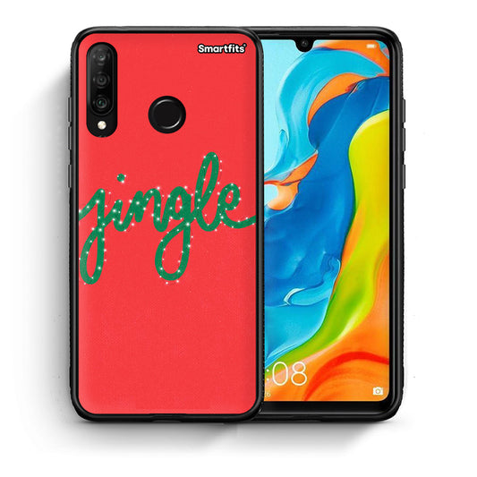 Θήκη Huawei P30 Lite Jingle Xmas από τη Smartfits με σχέδιο στο πίσω μέρος και μαύρο περίβλημα | Huawei P30 Lite Jingle Xmas case with colorful back and black bezels