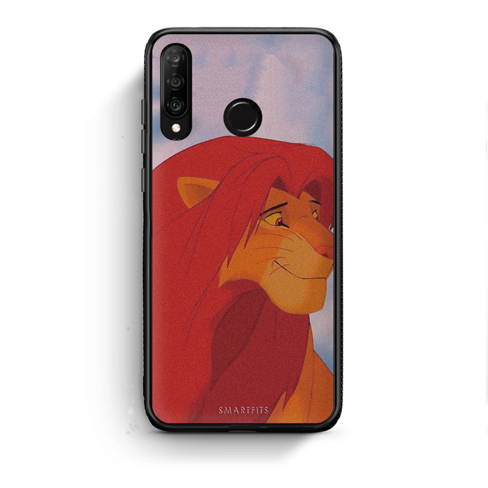 Huawei P30 Lite Lion Love 1 Θήκη Αγίου Βαλεντίνου από τη Smartfits με σχέδιο στο πίσω μέρος και μαύρο περίβλημα | Smartphone case with colorful back and black bezels by Smartfits