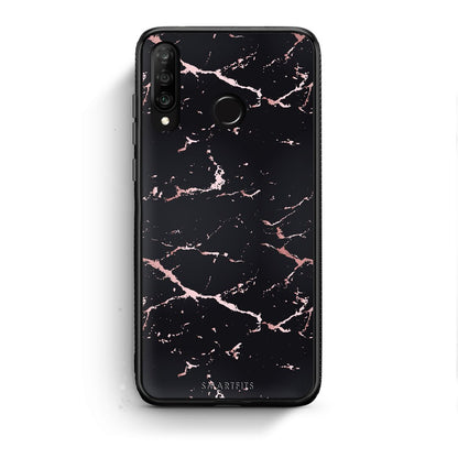 4 - Huawei P30 Lite  Black Rosegold Marble case, cover, bumper