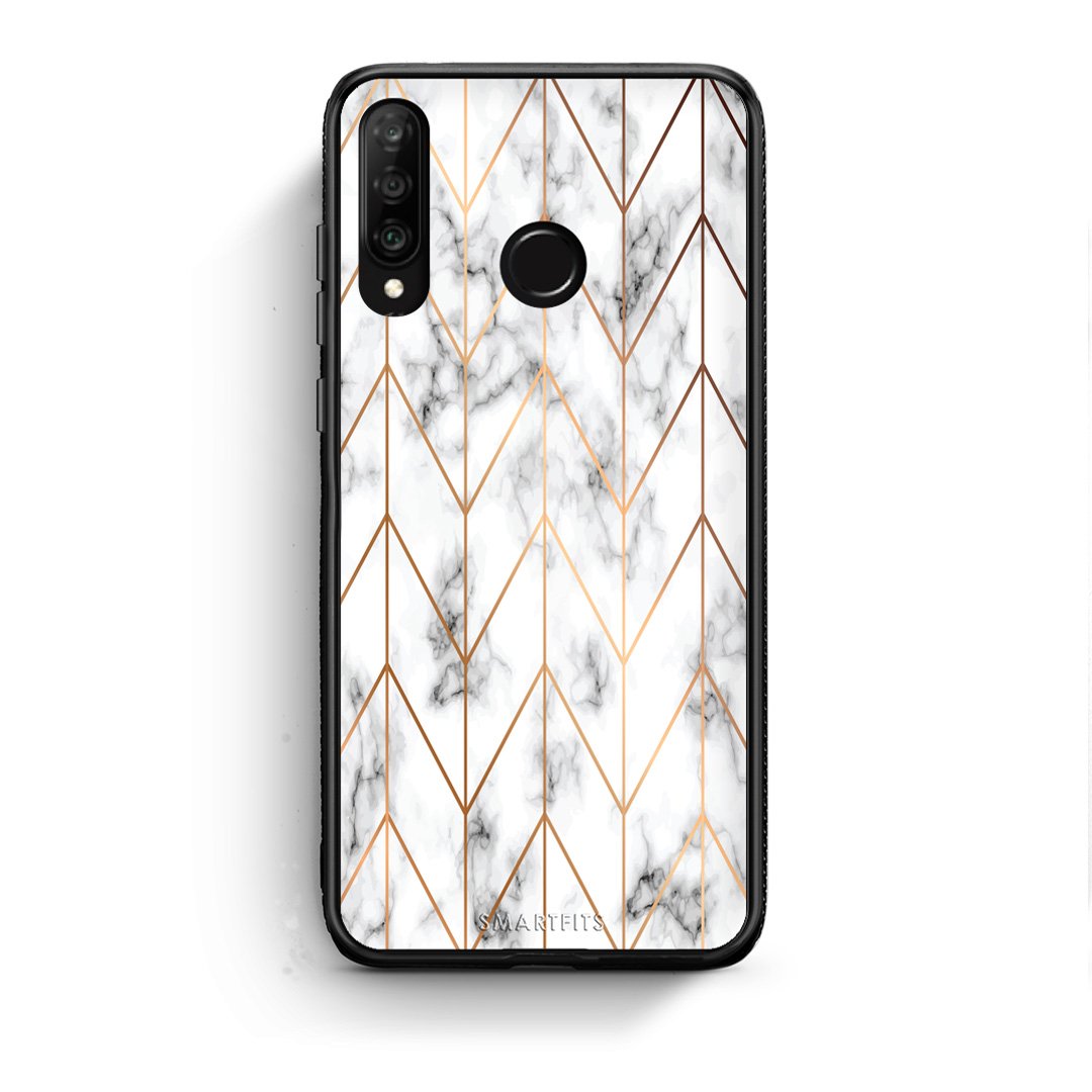 44 - Huawei P30 Lite  Gold Geometric Marble case, cover, bumper