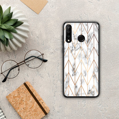 Marble Gold Geometric - Huawei P30 Lite θήκη