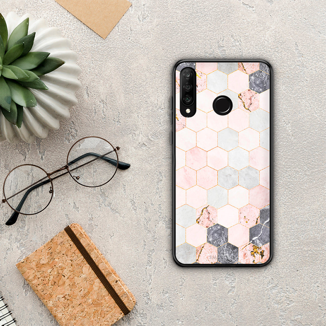 Marble Hexagon Pink - Huawei P30 Lite θήκη