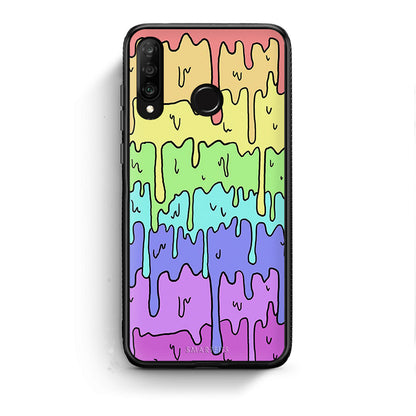 Huawei P30 Lite Melting Rainbow θήκη από τη Smartfits με σχέδιο στο πίσω μέρος και μαύρο περίβλημα | Smartphone case with colorful back and black bezels by Smartfits