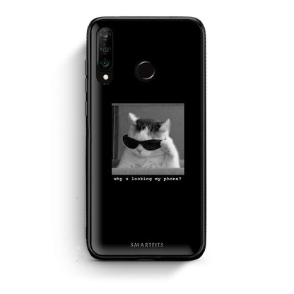 Huawei P30 Lite Meme Cat θήκη από τη Smartfits με σχέδιο στο πίσω μέρος και μαύρο περίβλημα | Smartphone case with colorful back and black bezels by Smartfits