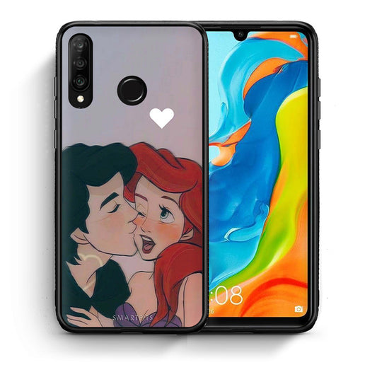 Θήκη Αγίου Βαλεντίνου Huawei P30 Lite Mermaid Love από τη Smartfits με σχέδιο στο πίσω μέρος και μαύρο περίβλημα | Huawei P30 Lite Mermaid Love case with colorful back and black bezels