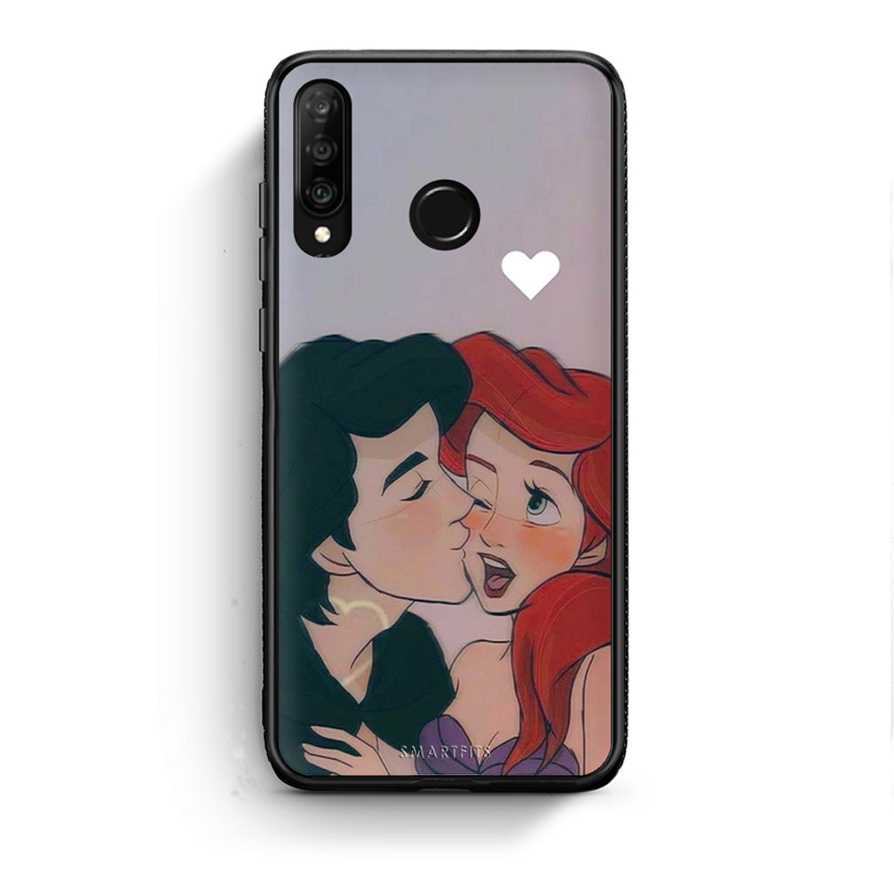Huawei P30 Lite Mermaid Love Θήκη Αγίου Βαλεντίνου από τη Smartfits με σχέδιο στο πίσω μέρος και μαύρο περίβλημα | Smartphone case with colorful back and black bezels by Smartfits