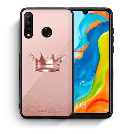 Θήκη Huawei P30 Lite Crown Minimal από τη Smartfits με σχέδιο στο πίσω μέρος και μαύρο περίβλημα | Huawei P30 Lite Crown Minimal case with colorful back and black bezels