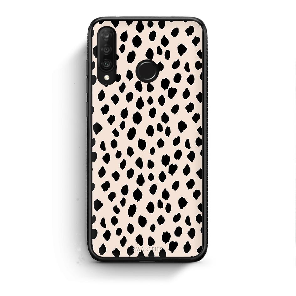 Huawei P30 Lite New Polka Dots θήκη από τη Smartfits με σχέδιο στο πίσω μέρος και μαύρο περίβλημα | Smartphone case with colorful back and black bezels by Smartfits