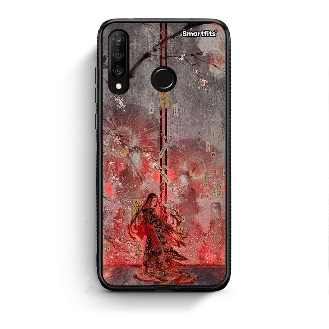 Huawei P30 Lite Nezuko Kamado θήκη από τη Smartfits με σχέδιο στο πίσω μέρος και μαύρο περίβλημα | Smartphone case with colorful back and black bezels by Smartfits