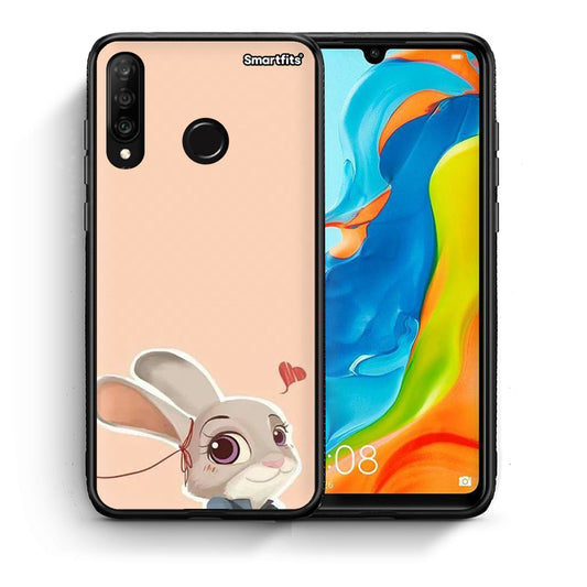 Θήκη Huawei P30 Lite Nick Wilde And Judy Hopps Love 2 από τη Smartfits με σχέδιο στο πίσω μέρος και μαύρο περίβλημα | Huawei P30 Lite Nick Wilde And Judy Hopps Love 2 case with colorful back and black bezels