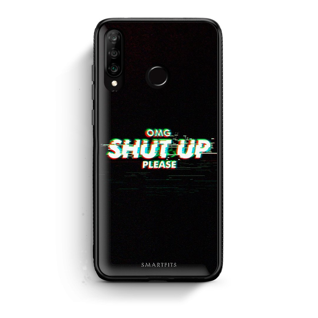 Huawei P30 Lite OMG ShutUp θήκη από τη Smartfits με σχέδιο στο πίσω μέρος και μαύρο περίβλημα | Smartphone case with colorful back and black bezels by Smartfits