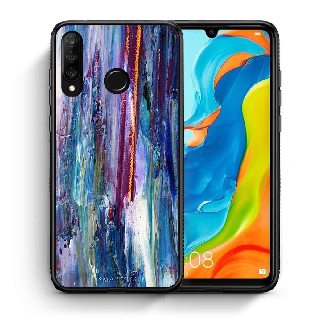 Θήκη Huawei P30 Lite Winter Paint από τη Smartfits με σχέδιο στο πίσω μέρος και μαύρο περίβλημα | Huawei P30 Lite Winter Paint case with colorful back and black bezels