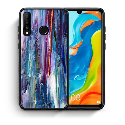 Θήκη Huawei P30 Lite Winter Paint από τη Smartfits με σχέδιο στο πίσω μέρος και μαύρο περίβλημα | Huawei P30 Lite Winter Paint case with colorful back and black bezels