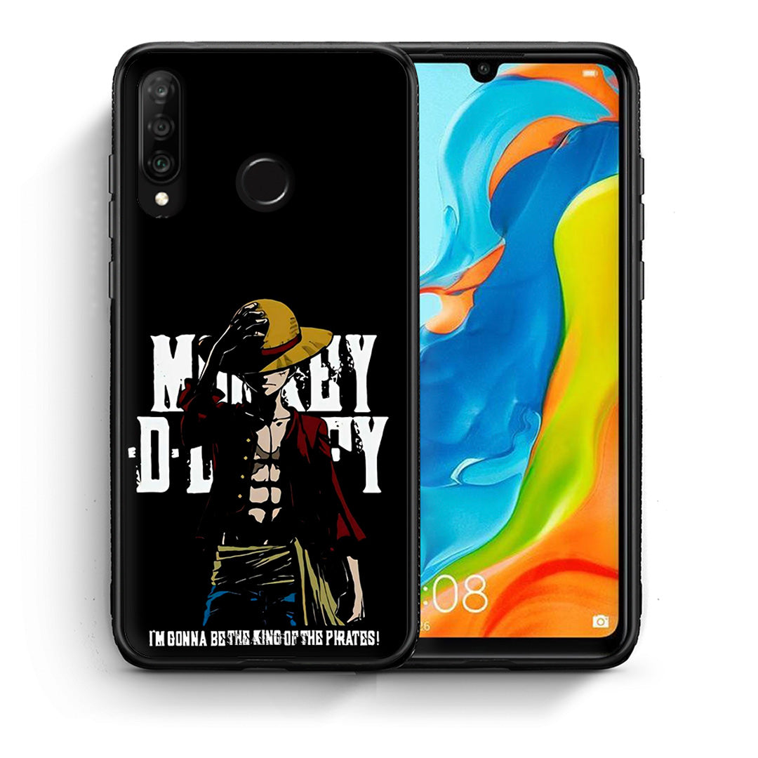 Θήκη Huawei P30 Lite Pirate King από τη Smartfits με σχέδιο στο πίσω μέρος και μαύρο περίβλημα | Huawei P30 Lite Pirate King case with colorful back and black bezels